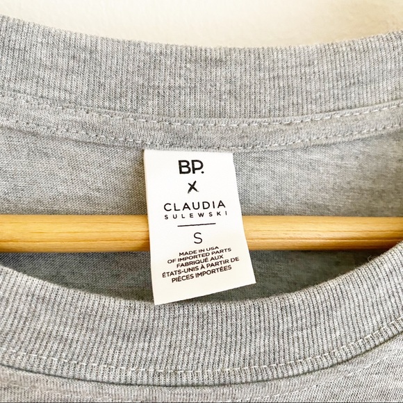 BP Self Made Boyfriend Crewneck T-Shirt Light Grey White S NWT - Picture 7 of 9